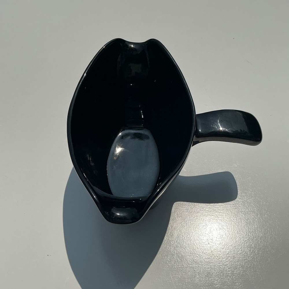 Frankoma Pottery Gravy Boat Onyx Black Vintage Mid Century Modern Ceramic - Picture 6 of 7